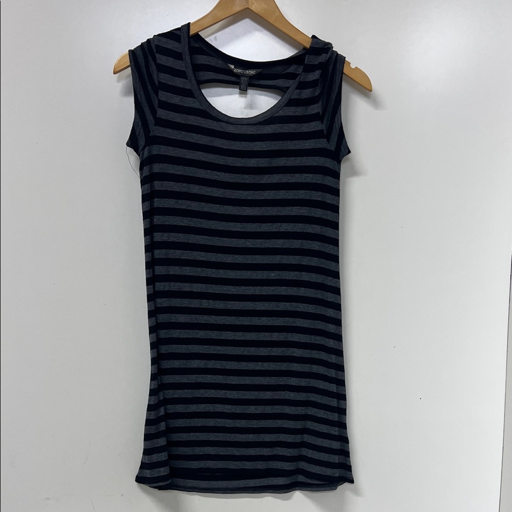 Billa Bong Mini Dress, Black/Gray Striped, XS, Sleeveless, Back Cutout